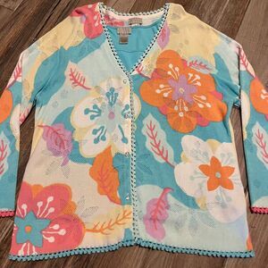 Sigrid Olsen Sport Tank & Cardigan Vintage Multicolored XL EUC